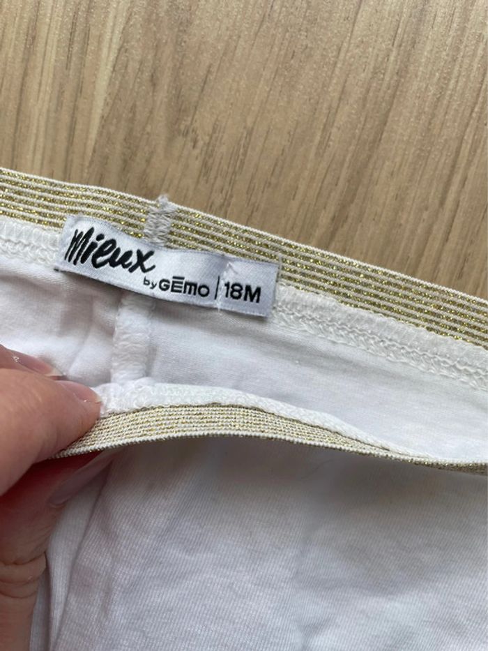 Legging blanc et doré bébé fille 18 mois - photo numéro 2