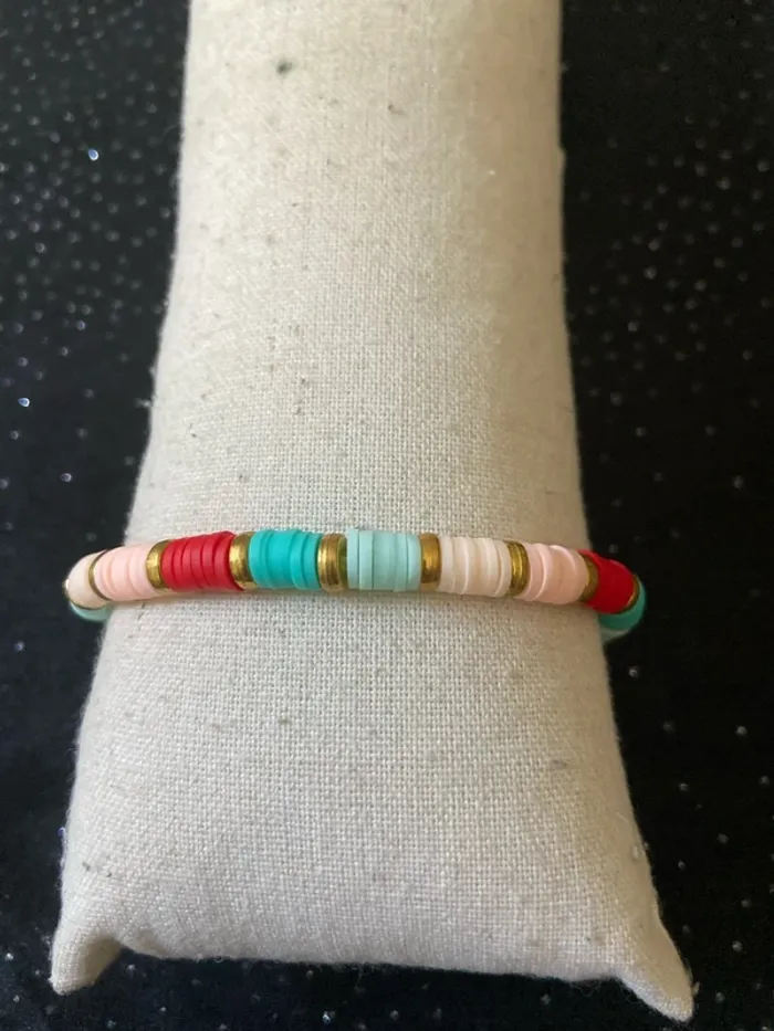 Bracelet heishi rouge vert