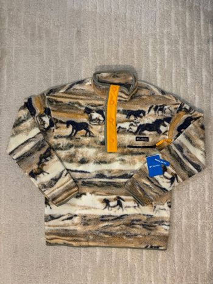 Polaire Sherpa imprimée M Fleece Helvetia II Vintage Columbia printed beige blanc bleu orange