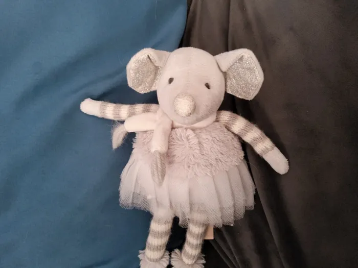 Doudou Peluche Louise Mansen Souris Blanc Gris Argent Tutu 28Cm Neuf - photo numéro 8