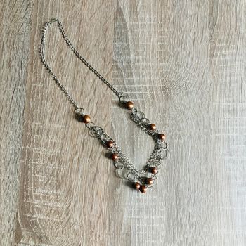 Collier • argenté & marron 🌿