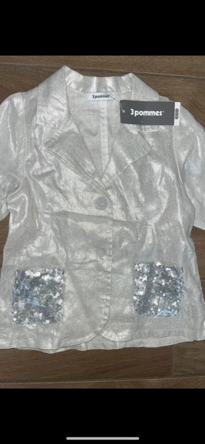 Veste blazer à sequin fête argenté neuf - photo numéro 4