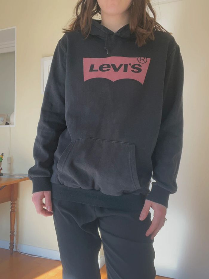 Sweat à capuche Hoodie pull levis noir - photo numéro 2