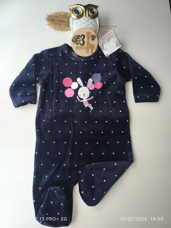 Pyjama velours 3 mois fille tom&kiddy neuf