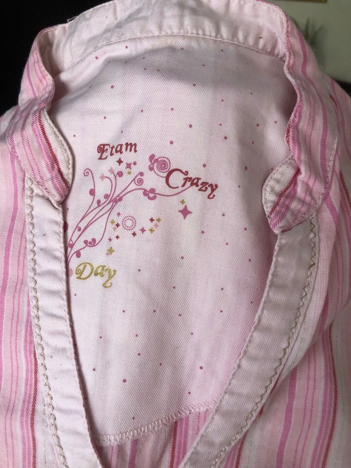 Haut de pyjama à rayures roses et argent Etam taille 34 - photo numéro 2