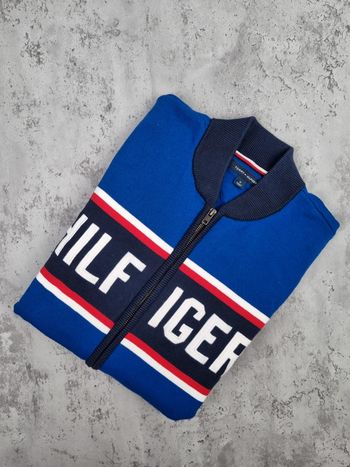 Veste zippée Tommy Hilfiger – Bleu & Blanc – Taille M Hommes (mesures en photos)