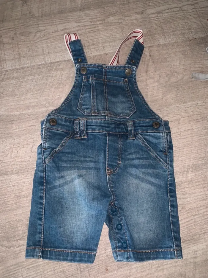 Salopette été en jean, taille 18 mois grains de blé