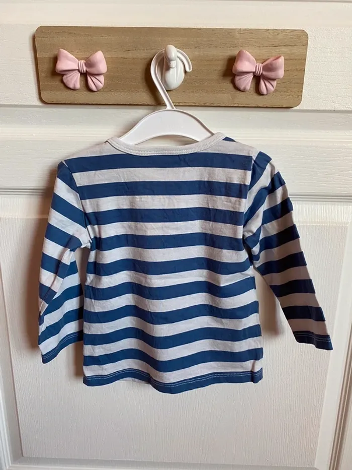T-shirt manche longue Disney baby rayer marine et blanc - photo numéro 5