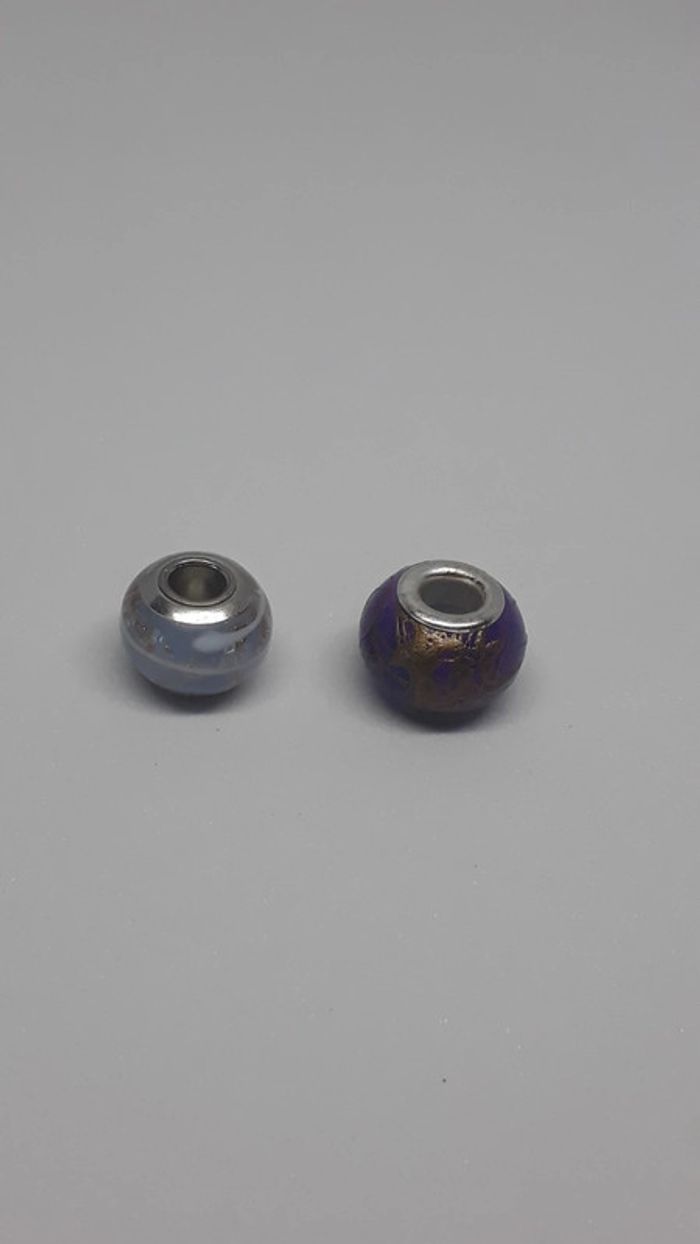 Charms perles violet et bleu-gris - photo numéro 2
