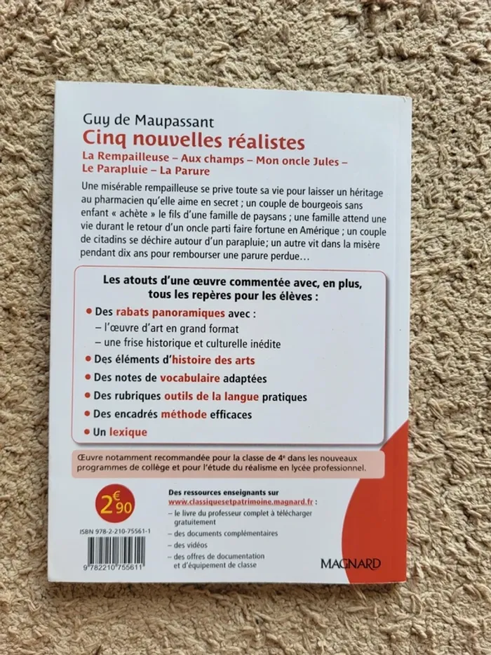 Livre "Cinq nouvelles réalistes" de Guy de Maupassant - Classique & Patrimoine - photo numéro 2