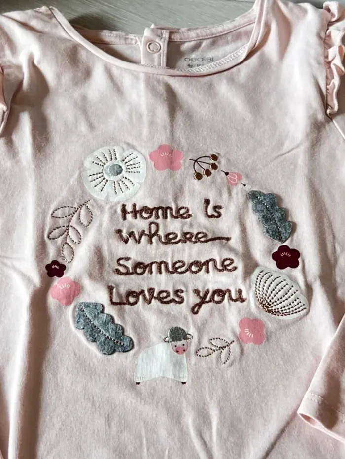 Joli t shirt longues manches rose 4 ans Obaïbi - photo numéro 2