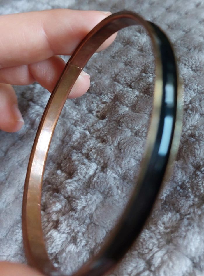 Bracelet rigide noir et bronze - photo numéro 4