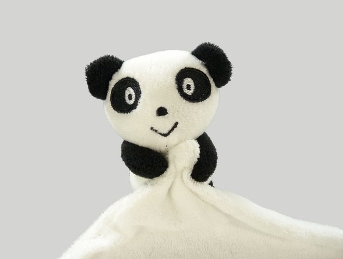 Doudou panda carré plat velours blanc noir Zeeman 24 cm - photo numéro 2