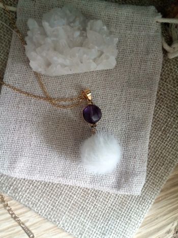 Collier boule douceur et pierre d'améthyste 💜