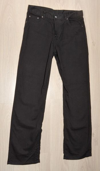 jean homme noir uni droit en coton taille 42
