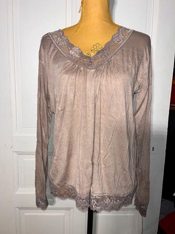 Blouse marron clair dentelle taille unique