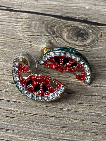 Paire de boucles d'oreilles pastèque