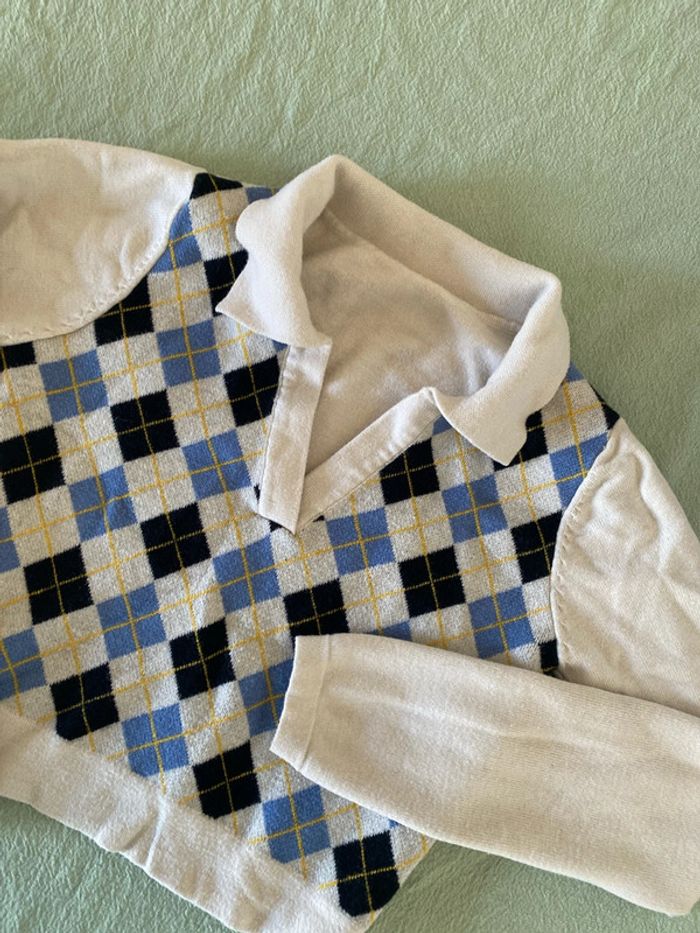 Pull à carreaux court taille M - photo numéro 3