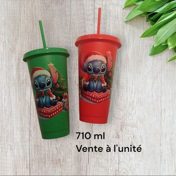 Grand gobelet à paille stitch disney Noël