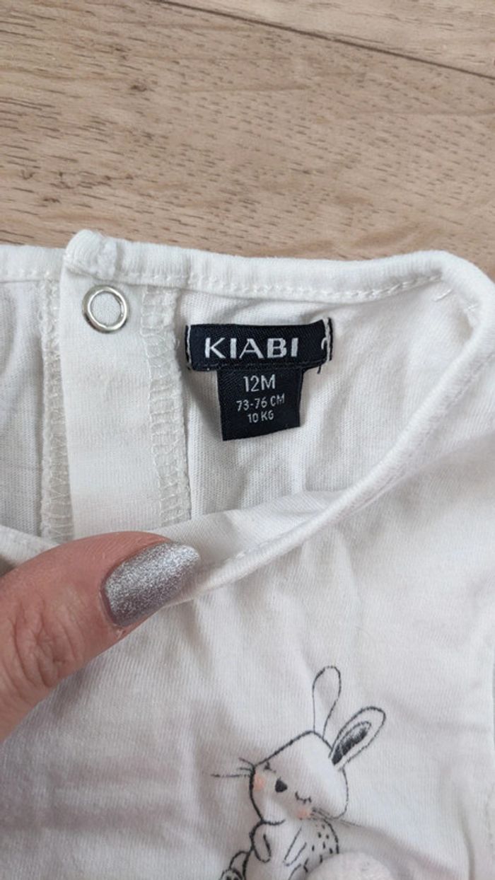 Tee-shirt blanc Lapins Kiabi 12 Mois - photo numéro 2