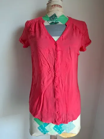 Blouse/chemise fille Camaïeu 8 ans - rose fuchsia, en très bon état, manches courtes