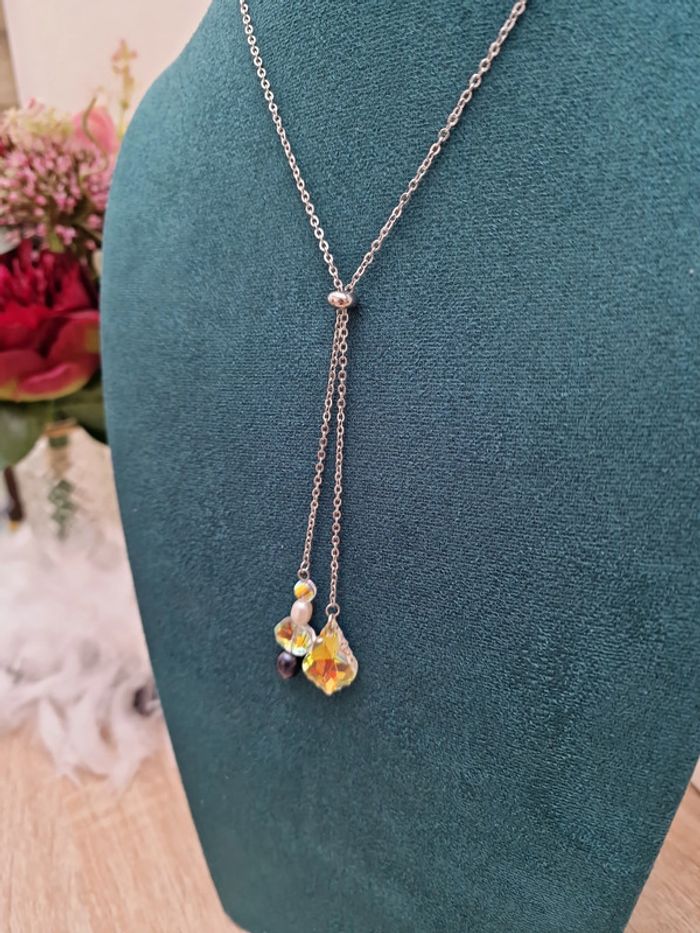 Collier Acier Perles D'eau Douce Cristal - photo numéro 7