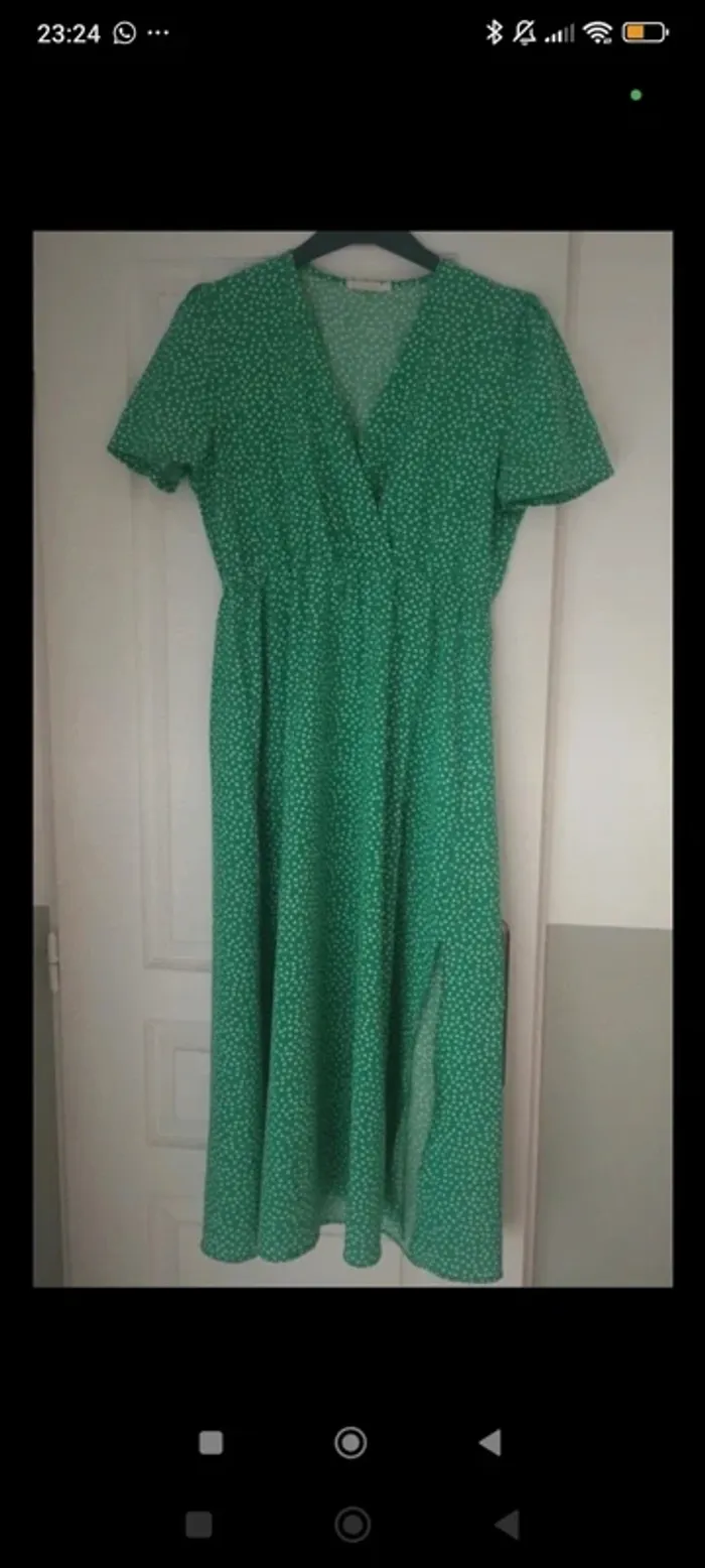 Robe longue verte à motifs coeurs Lili&Lala S