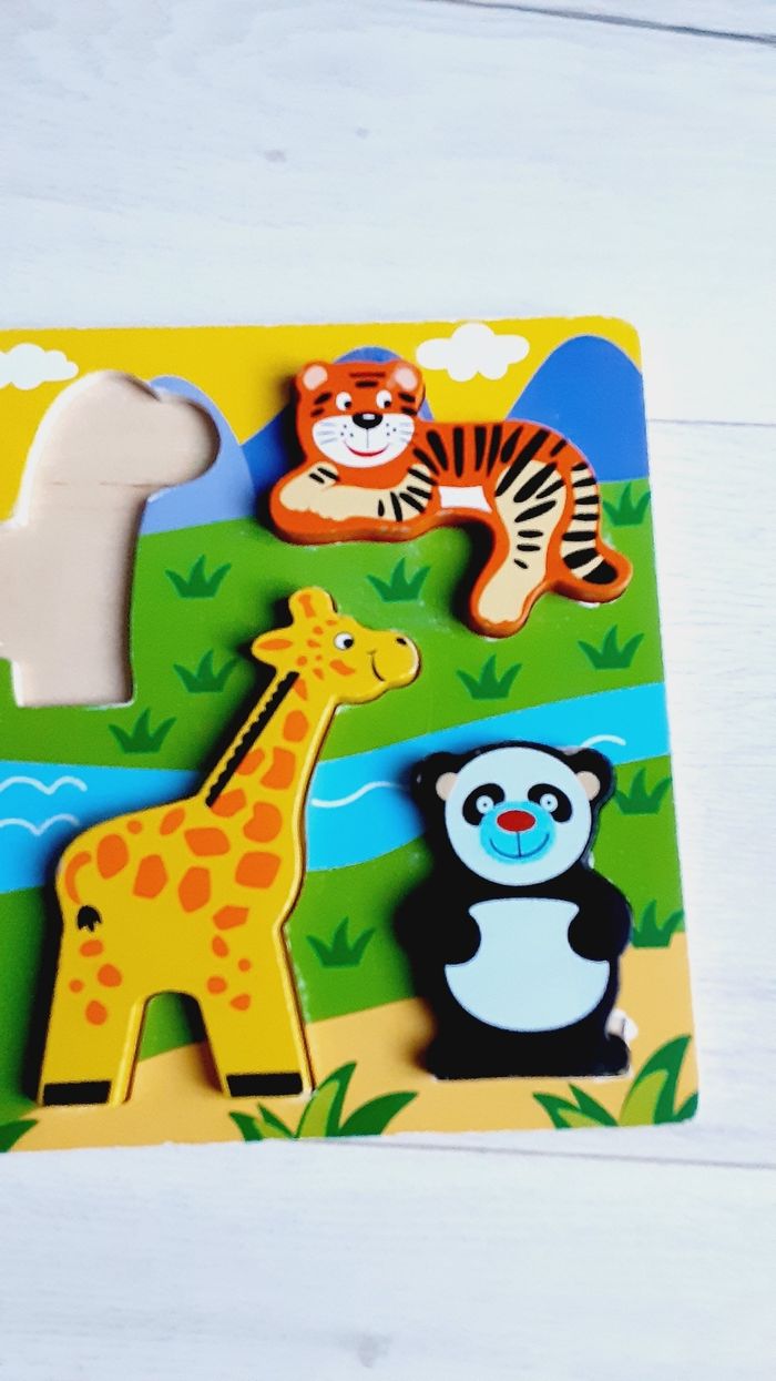 Jeu jouet enfant Puzzle animaux de la jungle à encastrer 29,5 x 21 cm - photo numéro 2