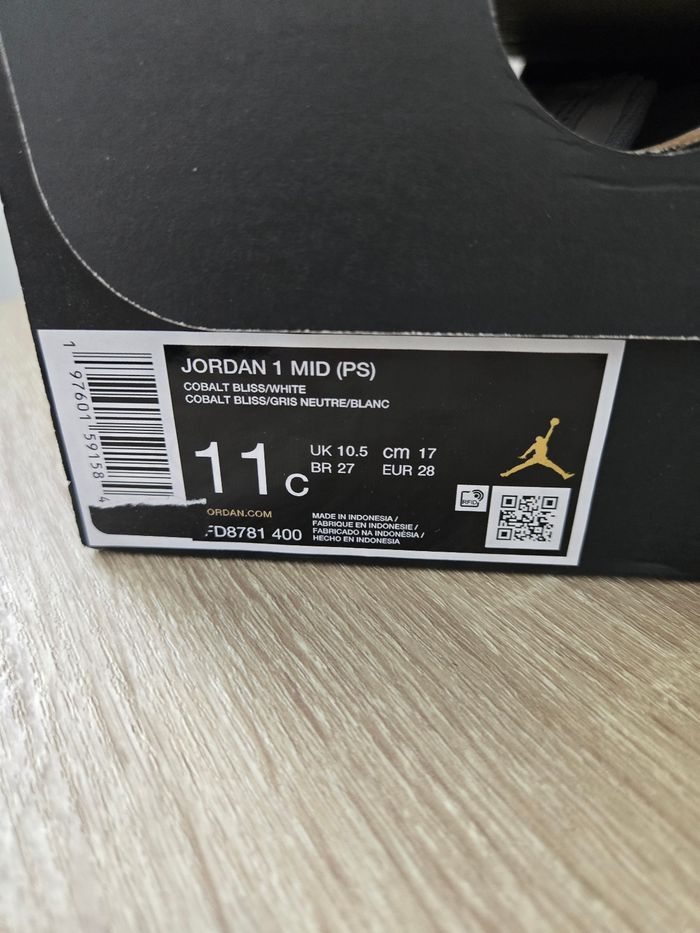 Nike Jordan 1 mid taille 28 neuves blanc bleu - photo numéro 7