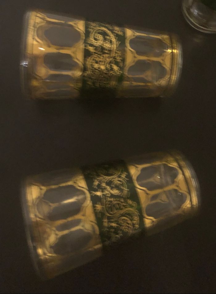 Lot de 4 verres à thé verts et dorés - photo numéro 4