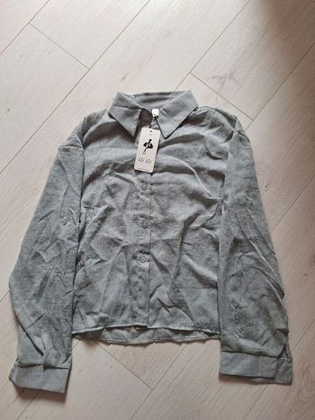 Chemise unie à col et manches longues QiQi