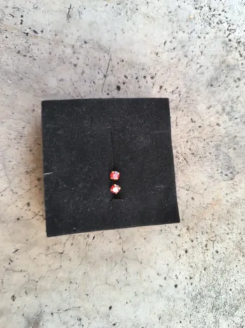 Boucles d'oreilles (puces) rouge et doré