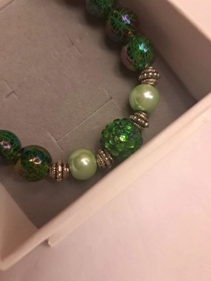 Bracelet vert et argenté Chic - photo numéro 6