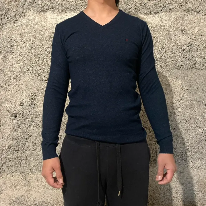Pull homme bleu Teddy Smith Col V