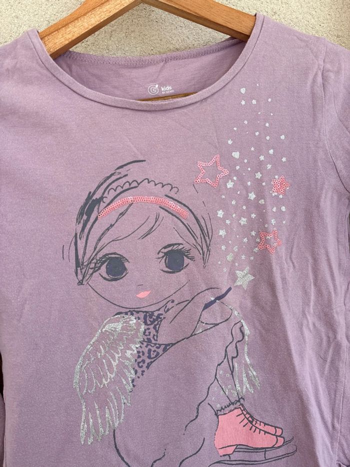 t-shirt violet à manches longues - photo numéro 3