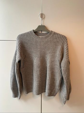 Pull en maille gris manche bouffante