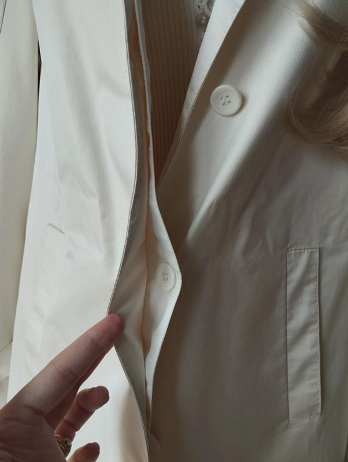 🐝 Trench-Coat Léger Couleur Ivoire Irisé Claude Harvey T38/40🐝 - photo numéro 6