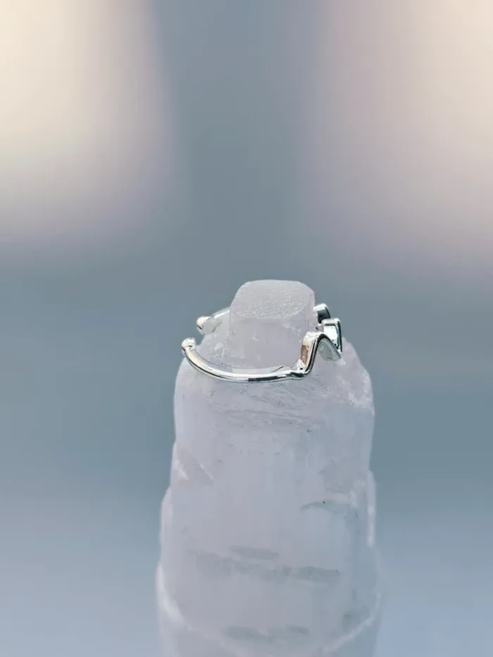 Bague acier inoxydable géométrique ondulée ajustable - photo numéro 3
