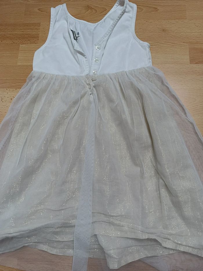 Robe fille fête mariage tulle blanc et jupon or Vertbaudet 5 ans - photo numéro 3