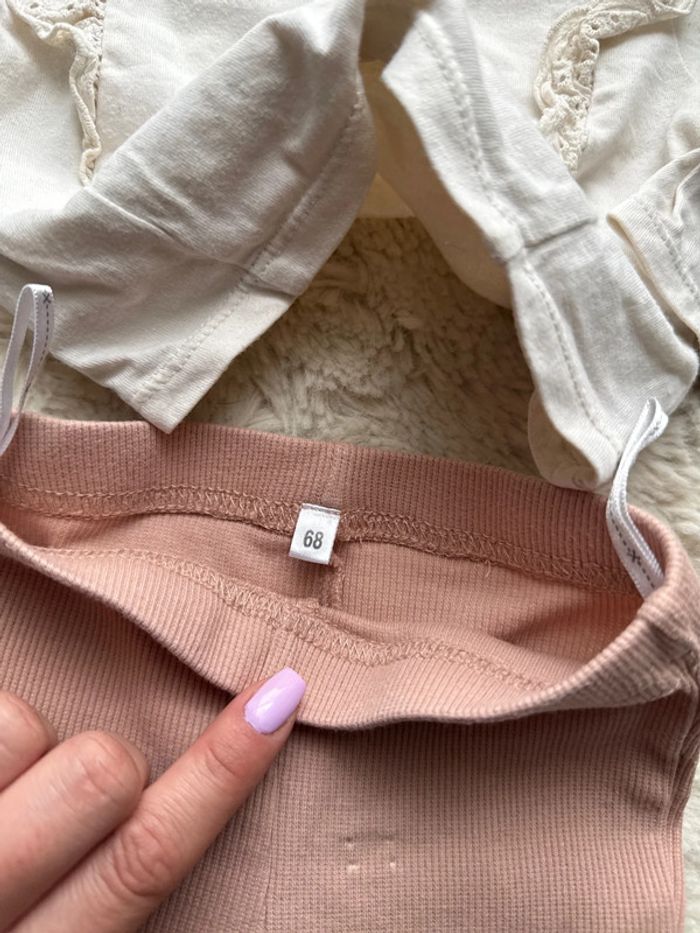 Ensemble pull Kiabi à dentelle et pantalon patte d'éléphant rose zeeman 6 mois - photo numéro 3