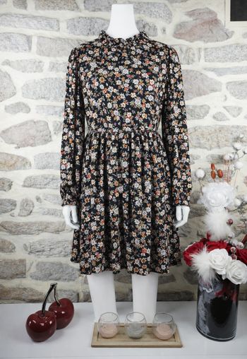 Robe col montant chic fleurie noir et multicolore Femme taille 54 marque Boohoo 🌺