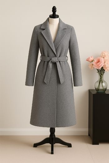 Manteau en laine gris taille unique