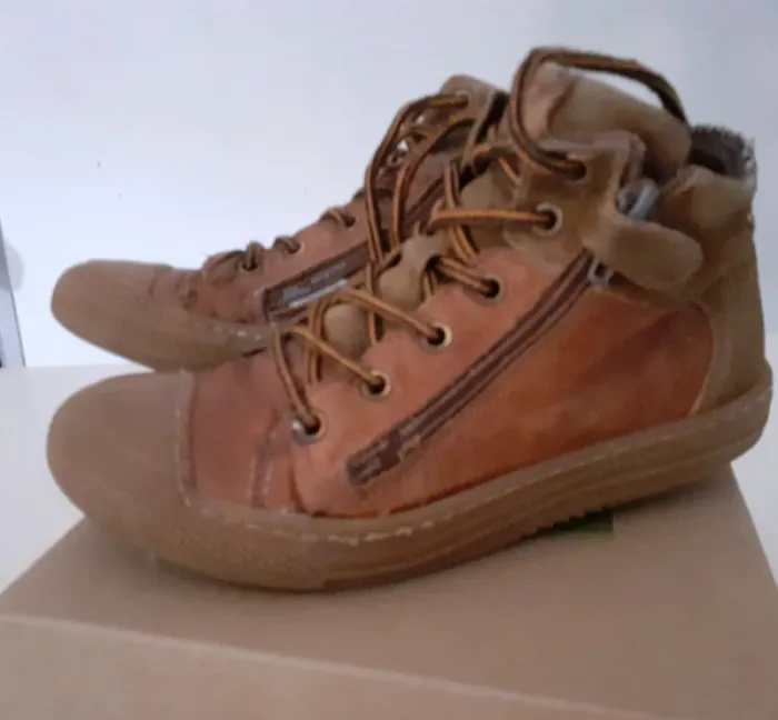 Chaussures montantes en cuir double fermeture marron cognac Nörvik 33 - photo numéro 2