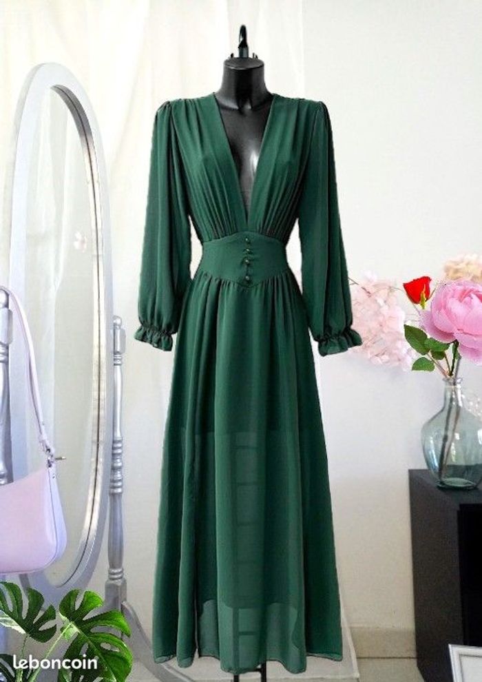 Robe longue vert bouteille