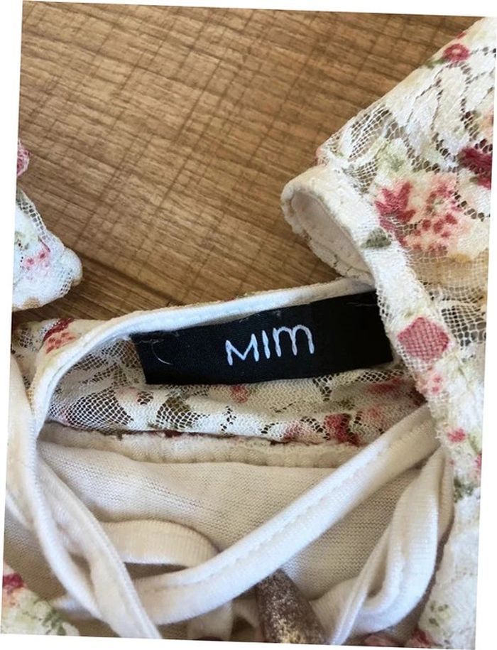 Haut blanc écru en dentelle à manches courtes Mim taille S TBE - photo numéro 14