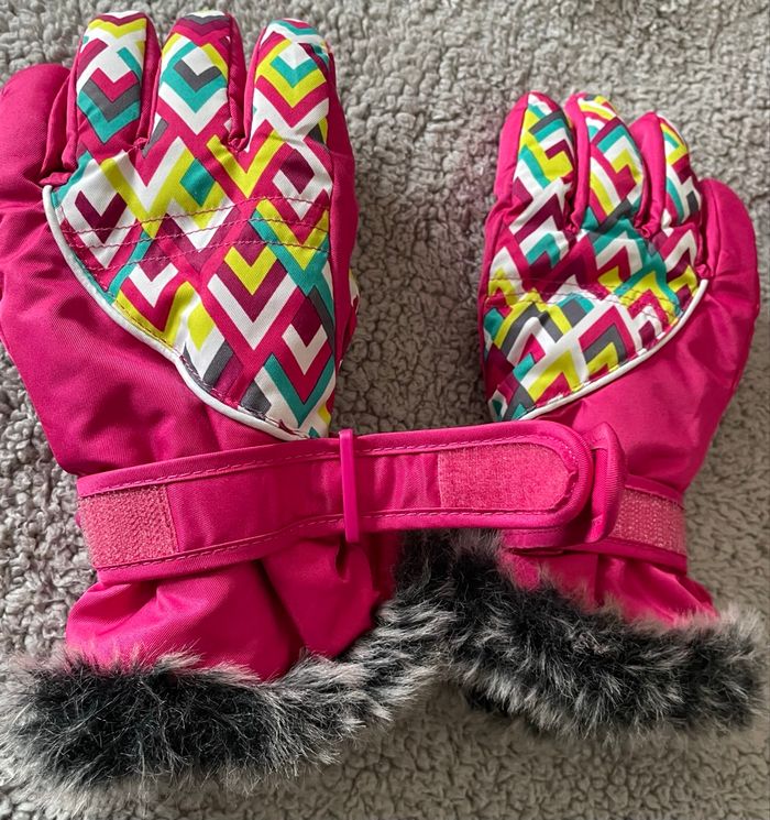 Gants de ski Orchestra imprimés avec poignets en fausse fourrure fille T3 Orchestra