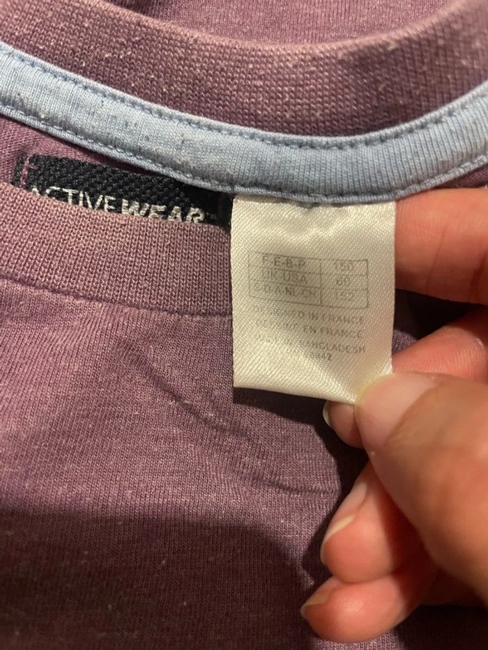 T-shirt à manches courtes bordeaux écriture devant blanc et bleu active wear taille 12 ans - photo numéro 6