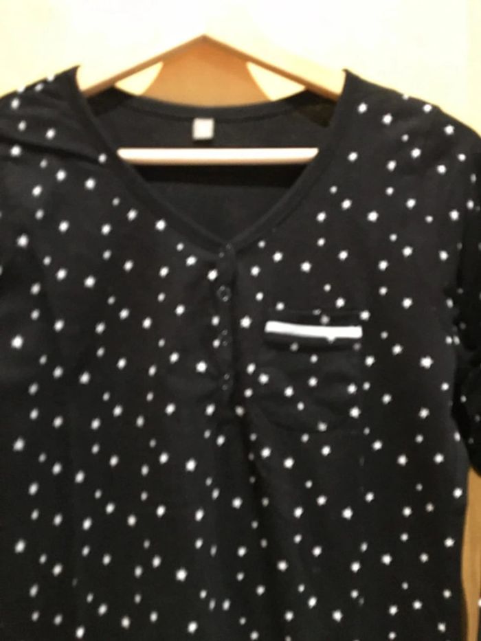 Chemise de nuit noire imprimée étoiles - photo numéro 2