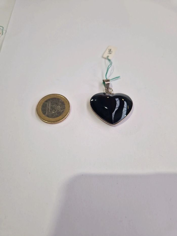 Pendentif obsidienne arc en ciel cœur Mexique