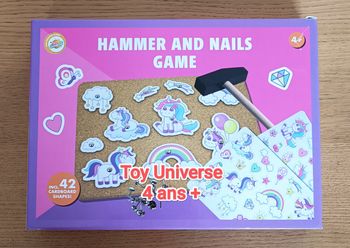 Jeu de clous et marteau avec décor licorne 4 ans +